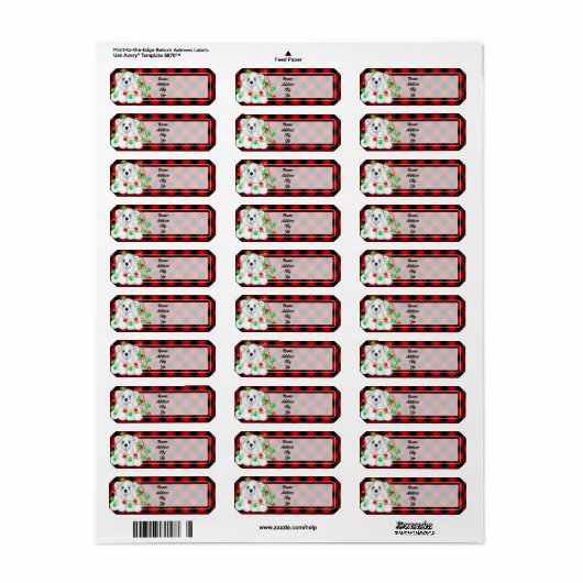 Kerst schattig polar beer welp, Santa beer welp Etiket (Full Sheet)