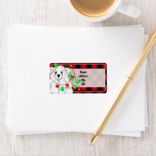 Kerst schattig polar beer welp, Santa beer welp Etiket (Insitu)