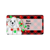 Kerst schattig polar beer welp, Santa beer welp Etiket (Voorkant)