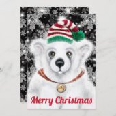 Kerst schattig polar beer welp, Santa beer welp Feestdagenkaart (Voorkant / Achterkant)