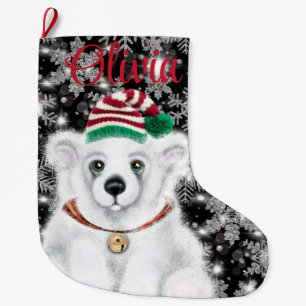 Kerst schattig polar beer welp, Santa beer welp Grote Kerstsok