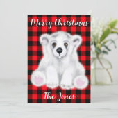 Kerst schattig polar beer welp, Santa beer welp Kaart (Staand voorkant)