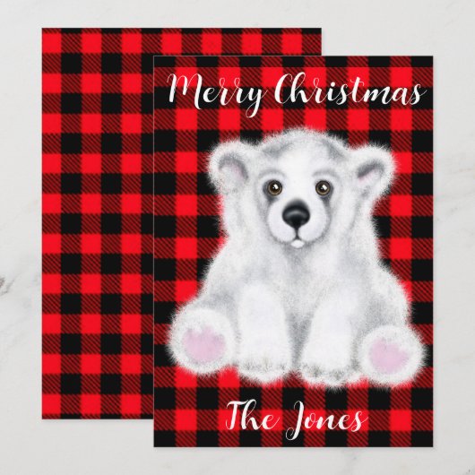 Kerst schattig polar beer welp, Santa beer welp Kaart (Voorkant / Achterkant)