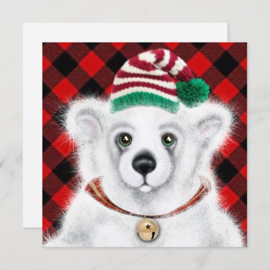 Kerst schattig polar beer welp, Santa beer welp Kaart (Voorkant / Achterkant)