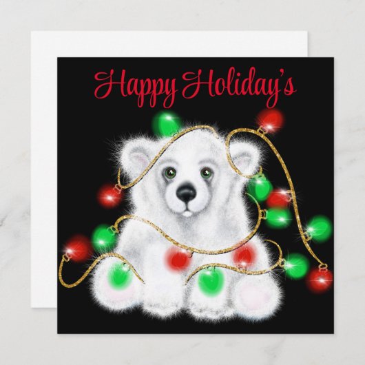 Kerst schattig polar beer welp, Santa beer welp Kaart (Voorkant / Achterkant)