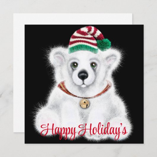 Kerst schattig polar beer welp, Santa beer welp Kaart (Voorkant / Achterkant)