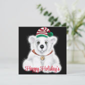 Kerst schattig polar beer welp, Santa beer welp Kaart (Staand voorkant)