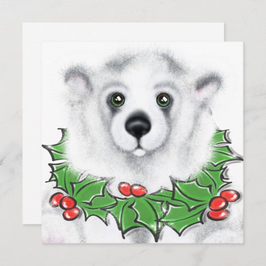 Kerst schattig polar beer welp, Santa beer welp Kaart (Voorkant / Achterkant)