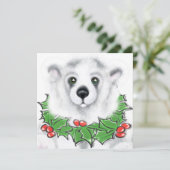 Kerst schattig polar beer welp, Santa beer welp Kaart (Staand voorkant)