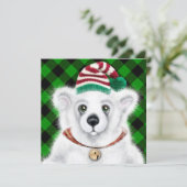 Kerst schattig polar beer welp, Santa beer welp Kaart (Staand voorkant)