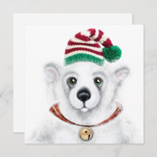 Kerst schattig polar beer welp, Santa beer welp Kaart (Voorkant / Achterkant)