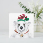 Kerst schattig polar beer welp, Santa beer welp Kaart (Staand voorkant)