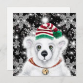 Kerst schattig polar beer welp, Santa beer welp Kaart (Voorkant / Achterkant)