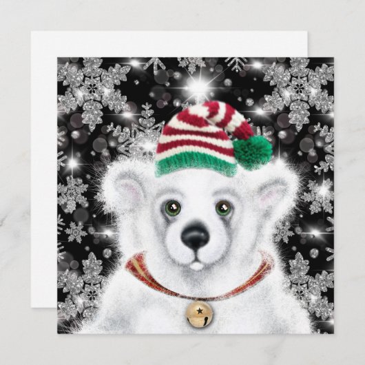 Kerst schattig polar beer welp, Santa beer welp Kaart (Voorkant / Achterkant)