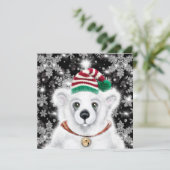 Kerst schattig polar beer welp, Santa beer welp Kaart (Staand voorkant)