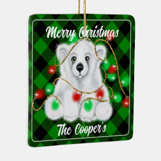 Kerst schattig polar beer welp, Santa beer welp Keramisch Ornament (Rechts)