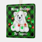 Kerst schattig polar beer welp, Santa beer welp Keramisch Ornament (Links)