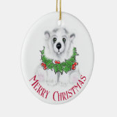 Kerst schattig polar beer welp, Santa beer welp Keramisch Ornament (Rechts)