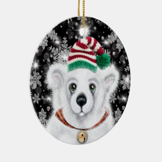 Kerst schattig polar beer welp, Santa beer welp Keramisch Ornament (Rechts)