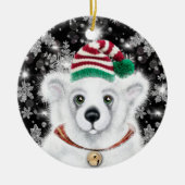 Kerst schattig polar beer welp, Santa beer welp Keramisch Ornament (Voorkant)
