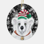 Kerst schattig polar beer welp, Santa beer welp Keramisch Ornament (Links)