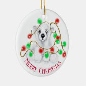 Kerst schattig polar beer welp, Santa beer welp Keramisch Ornament (Rechts)