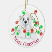 Kerst schattig polar beer welp, Santa beer welp Keramisch Ornament (Links)