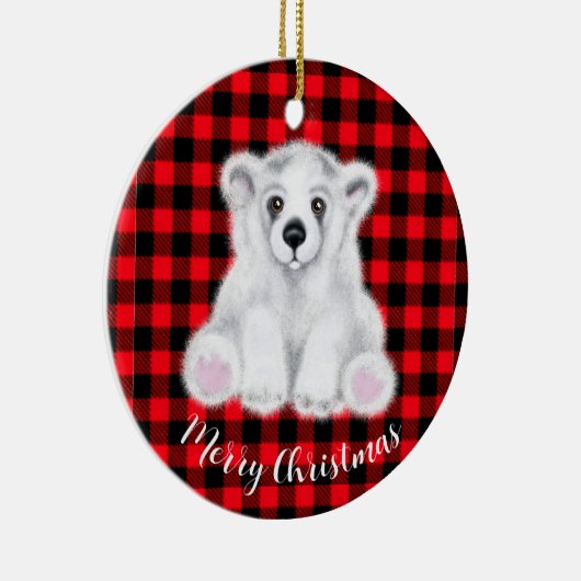 Kerst schattig polar beer welp, Santa beer welp Keramisch Ornament (Rechts)