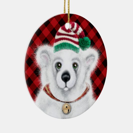 Kerst schattig polar beer welp, Santa beer welp Keramisch Ornament (Rechts)