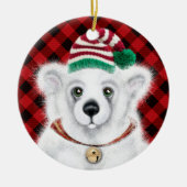 Kerst schattig polar beer welp, Santa beer welp Keramisch Ornament (Voorkant)