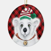 Kerst schattig polar beer welp, Santa beer welp Keramisch Ornament (Links)