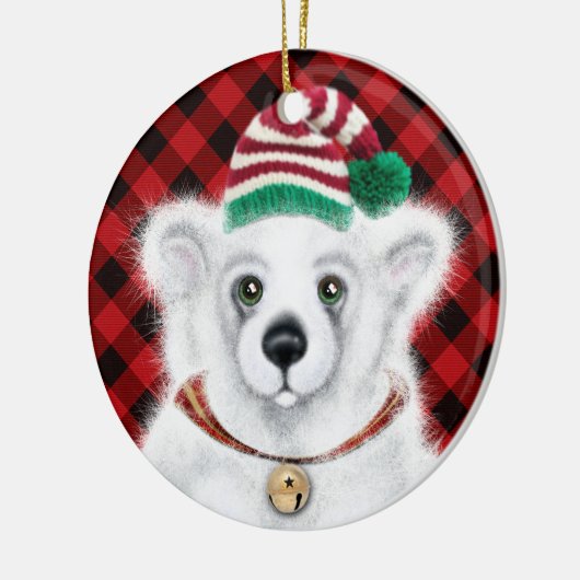 Kerst schattig polar beer welp, Santa beer welp Keramisch Ornament (Links)