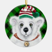 Kerst schattig polar beer welp, Santa beer welp Keramisch Ornament (Voorkant)