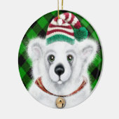 Kerst schattig polar beer welp, Santa beer welp Keramisch Ornament (Links)