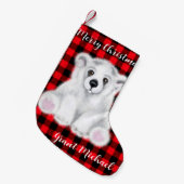 Kerst schattig polar beer welp, Santa beer welp Kleine Kerstsok (Voorkant (Hangend))