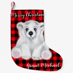 Kerst schattig polar beer welp, Santa beer welp Kleine Kerstsok