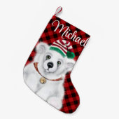 Kerst schattig polar beer welp, Santa beer welp Kleine Kerstsok (Voorkant (Hangend))