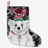 Kerst schattig polar beer welp, Santa beer welp Kleine Kerstsok (Voorkant)