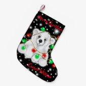 Kerst schattig polar beer welp, Santa beer welp Kleine Kerstsok (Voorkant (Hangend))