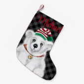 Kerst schattig polar beer welp, Santa beer welp Kleine Kerstsok (Voorkant (Hangend))