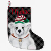 Kerst schattig polar beer welp, Santa beer welp Kleine Kerstsok (Voorkant)