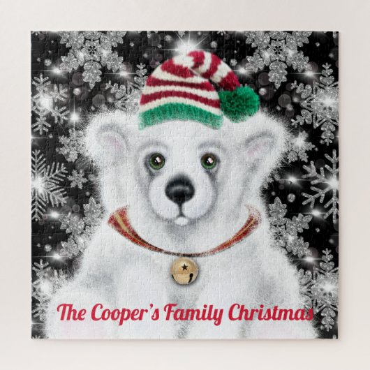 Kerst schattig polar beer welp, Santa beer welp Legpuzzel (Verticaal)