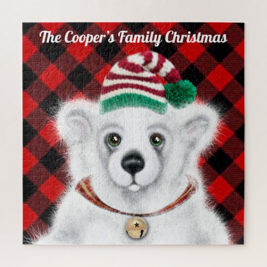 Kerst schattig polar beer welp, Santa beer welp Legpuzzel (Verticaal)