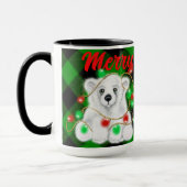 Kerst schattig polar beer welp, Santa beer welp Mok (Links)