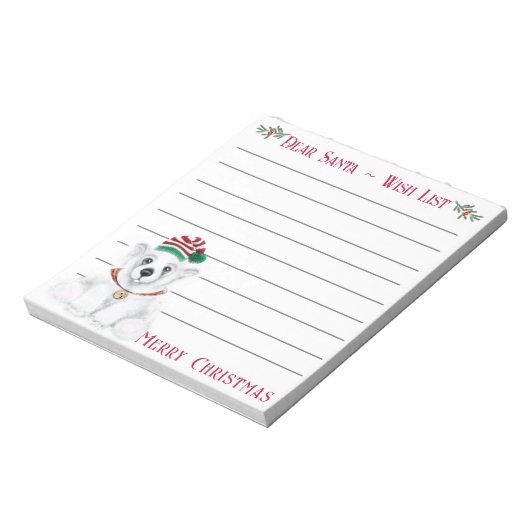Kerst schattig polar beer welp, Santa beer welp Notitieblok (Linkerzijde)