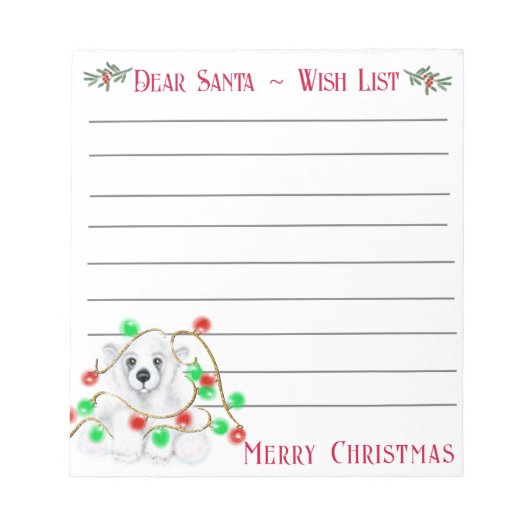 Kerst schattig polar beer welp, Santa beer welp Notitieblok (Voorkant)