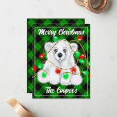 Kerst schattig polar beer welp, Santa beer welp Notitiekaartje (Voorkant / Achterkant in situ)