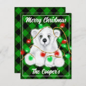 Kerst schattig polar beer welp, Santa beer welp Notitiekaartje (Voorkant / Achterkant)