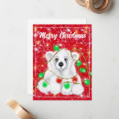 Kerst schattig polar beer welp, Santa beer welp Notitiekaartje (Voorkant / Achterkant in situ)