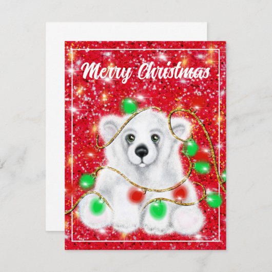 Kerst schattig polar beer welp, Santa beer welp Notitiekaartje (Voorkant / Achterkant)